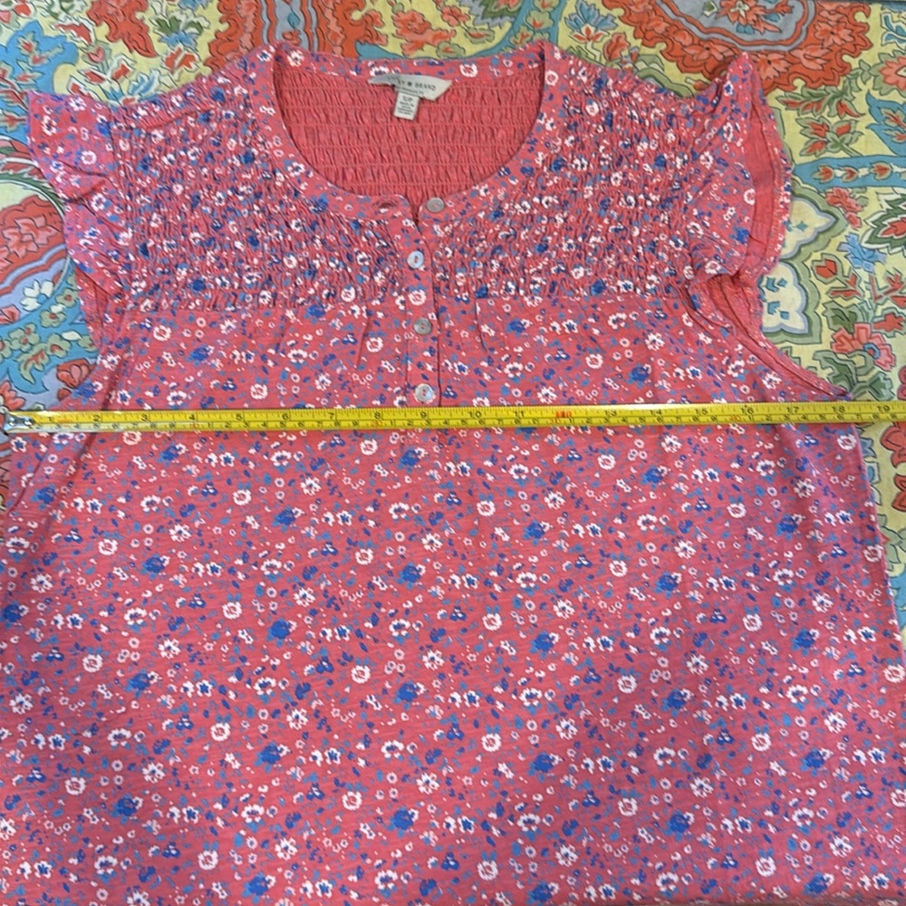 Lucky Brand 🍀 Floral Ruffle Sleeve Top - Picture 8 of 9